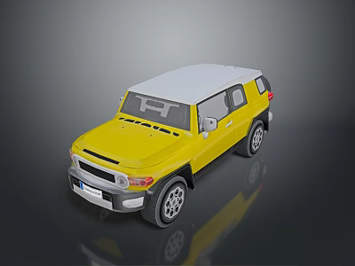 Yellow Off Road SUV With White Roof And Modern Exterior Design 3d model