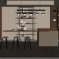 Modern Restaurant Interior Design With Open Kitchen Island Counter Pendant Lights And Bar Stools