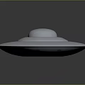 Futuristic Silver Disc Shaped UFO With Blue Dome And Glossy Surface