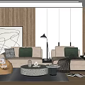 Nordic Sofa Coffee Table Combination 3d model