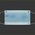Disposable Blue Face Mask With White Ear Loops And Pleated Design 3d model