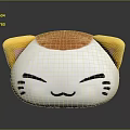 Cute Cartoon Cat Plush Pillow With Orange Top Head Yellow Ears And Smiling Face 3d model