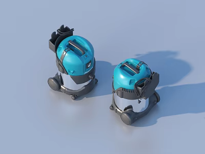 Two Blue Household Vacuum Cleaners With Modern Design For Home Cleaning 3d model