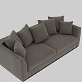 Modern Light Beige Two Seater Sofa With Plush Cushions And Dark Base 3d model