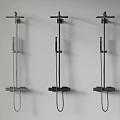 Three Modern Wall Mounted Black Shower Fixtures With Sleek Design