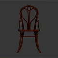 Elegant Stylish Red Wooden Chair With Curved Backrest Armrest And Upholstered Seat