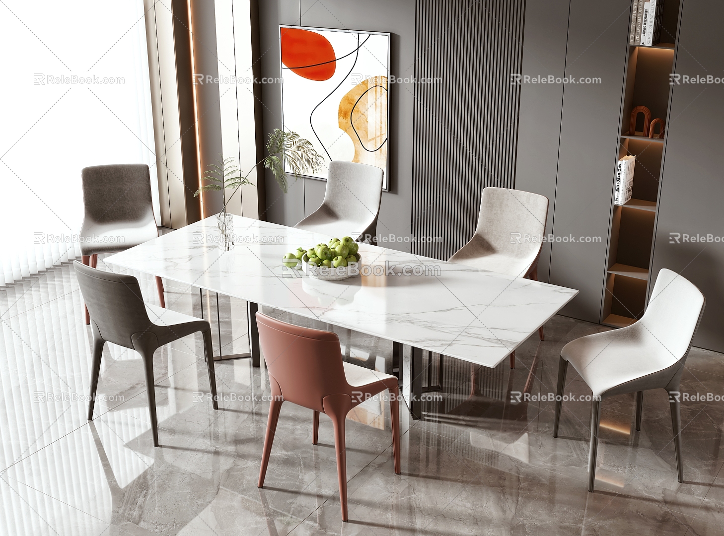 Dining table and chair 3d model