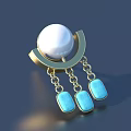 Elegant Pearl Jewelry Piece With Golden Setting And Blue Gemstone Drops
