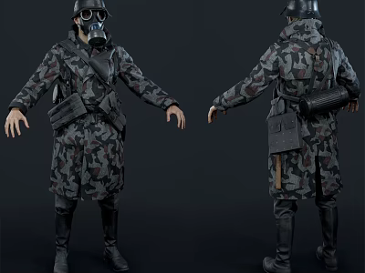 Modern Man Soldier Warrior German Gas Corps 3d model