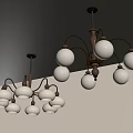 Modern Ceiling Chandeliers With Multiple White Globe Bulbs And Metal Frames 3d model