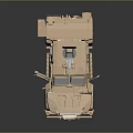 Armored Khaki Military Vehicle With Mounted Weapon System And Communication Antennas