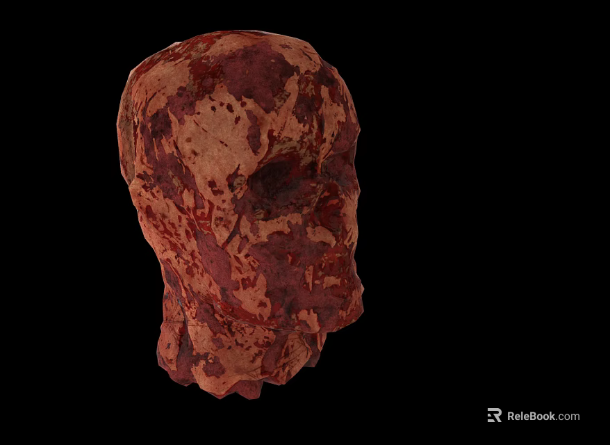 Decayed Horror Creature Head 3D Model With Gory Texture On Dark Background 3d model