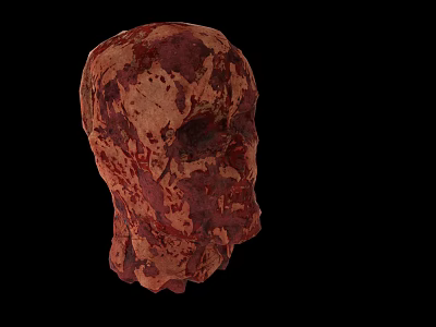Decayed Horror Creature Head 3D Model With Gory Texture On Dark Background 3d model