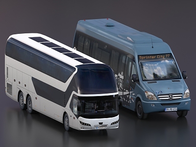 Bus Double-decker Bus Shuttle Bus School Bus Long-distance Bus Commercial Bus Long-distance Bus 3d model