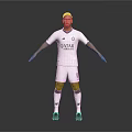 Man Wearing White Sports Uniform Featuring Qatar Logo and Number 20 Standing with Arms Outstretched