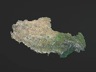 3D Terrain Model Wall Decoration With Detailed Geographic Features And Textured Surface 3d model