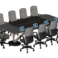 Modern Conference Table With Ergonomic Office Chairs And Digital Tablet Screens
