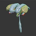 Abstract Biological Form With Fleshy Textured Parts And White Covering Layers