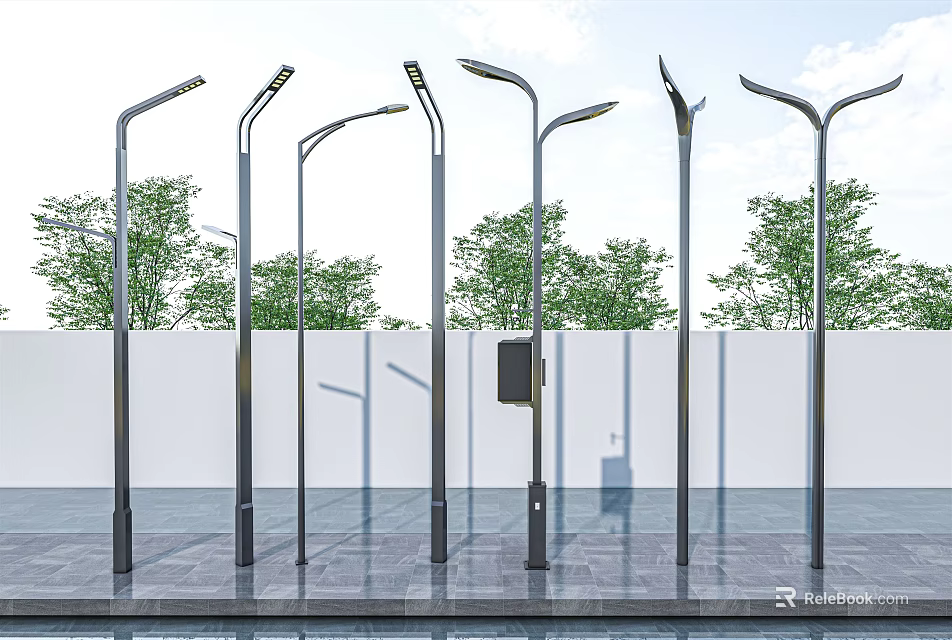 Modern Outdoor Lights Street Lamps with Various Designs for Garden Pathway Lighting 3d model 