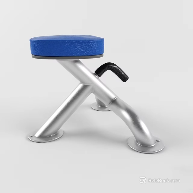 Outdoor Chair With Silver Metal Cross Frame Blue Cushion And Black Armrest 3d model 