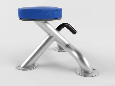 Outdoor Chair With Silver Metal Cross Frame Blue Cushion And Black Armrest 3d model