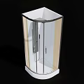 Modern Shower Head In Transparent Glass Shower Enclosure With White Base