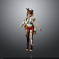 Adventurer Girl Character With Cute Animal Companion In Colorful Outfit And Brown Boots