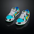 Colorful Camouflage Sneakers With Blue Yellow White Design White Laces And Green Accents