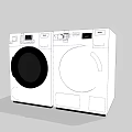 Two Modern White Front Loading Washing Machines With Control Panels 3d model