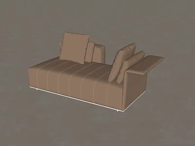 Brown Striped Two Seater Sofa With Soft Cushions And Modern Design 3d model
