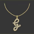 Elegant Gold Necklace Featuring Sparkling Pendant And Delicate Thin Chain Design 3d model