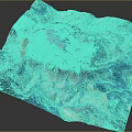Landscape Garden 3D Terrain Model with Mountains Water Bodies and Green Areas