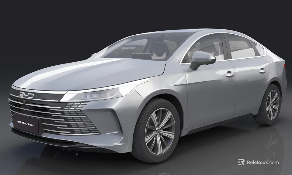 Silver Sedan Car With Modern Design Sleek Body And Alloy Wheels Front Grille 3d model 