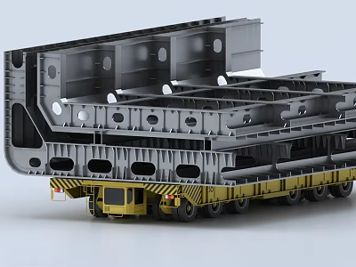 Yellow Heavy Duty Engineering Functional Vehicle With Multi Layer Metal Structure And Warning Stripes 3d model