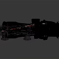 Black Tactical Rifle Scope With Red Accent And Mounting Base On Dark Surface 3d model
