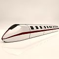 Streamlined White High Speed Train With Red Stripe And Black Windows Exterior 3d model