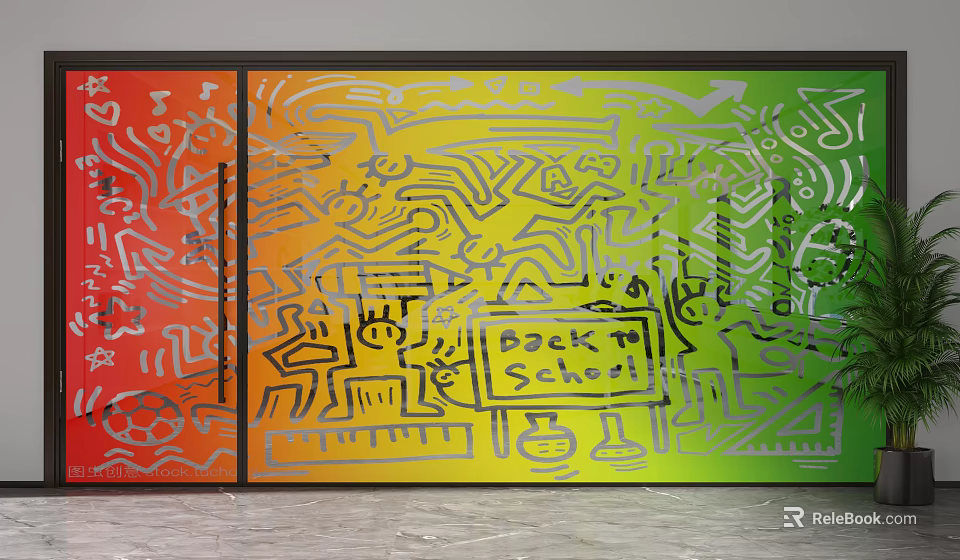 Colorful Decorative Room Divider With Abstract Patterns And Artistic Designs 3d model 