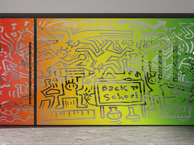 Colorful Decorative Room Divider With Abstract Patterns And Artistic Designs 3d model