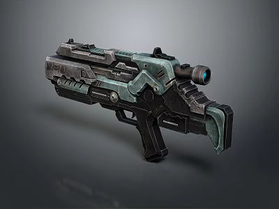 Futuristic Advanced Weapon With Dark Green Black Mechanical Structure And Tactical Scope 3d model