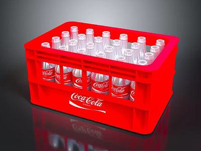 Red Coca Cola Storage Crate Filled with Glass Bottles for Daily Use 3d model Red Coca Cola Storage Crate Filled with Glass Bottles for Daily Use 3d model