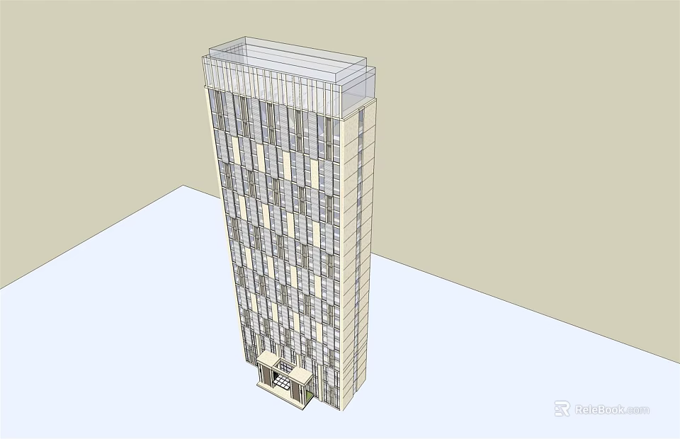 Modern High Rise Office Building With Glass Facade And Large Windows 3d model 