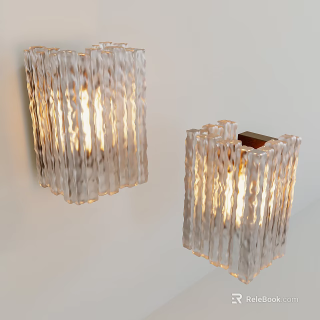 Unique Shaped Pendant Lights With Transparent Wavy Texture Square Design And Warm Glow 3d model