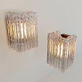Unique Shaped Pendant Lights With Transparent Wavy Texture Square Design And Warm Glow 3d model