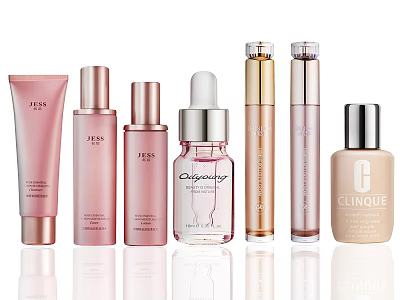 Variety Of Beauty Skincare And Cosmetic Products 3d model