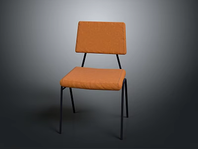 Modern Orange Fabric Chair Featuring Black Metal Legs And Comfortable Seat 3d model