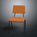 Modern Orange Fabric Chair Featuring Black Metal Legs And Comfortable Seat
