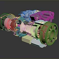 Detailed Aero Engine 3D Model With Internal Turbine Blades And Components