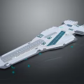 Modern Futuristic Large Water Vessel With Streamlined Deck White Blue Design 3d model