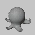 Cute Pink Octopus 3D Model Game Movie Character With Adorable Cartoon Features