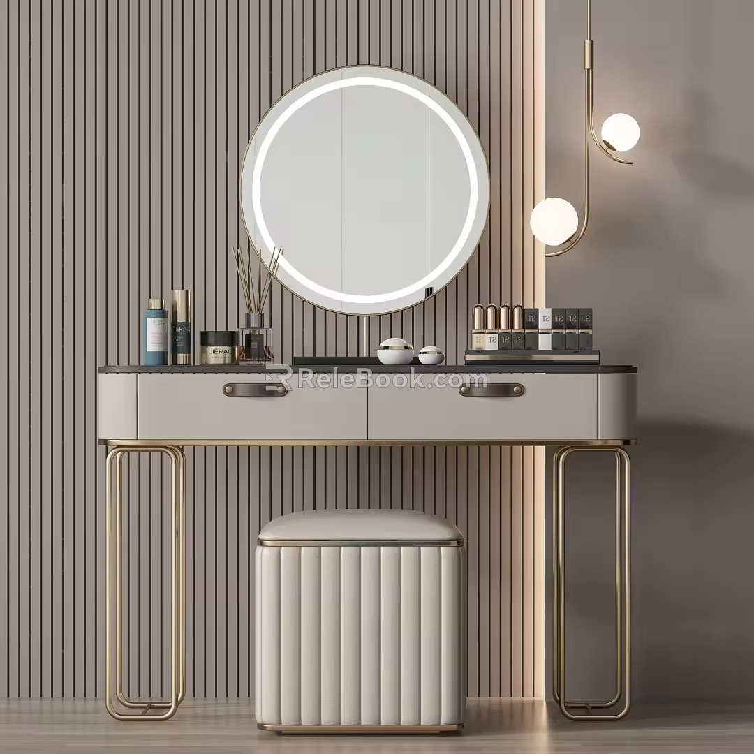 Light Luxury Dressing Table Stool Combination 3d model